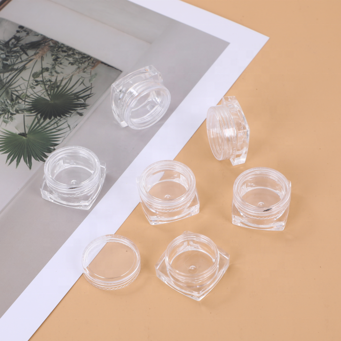 3g 5g Clear PS Plastic Cosmetic Jar Luxury Container with Screw Top Lids for Skin Care Samples