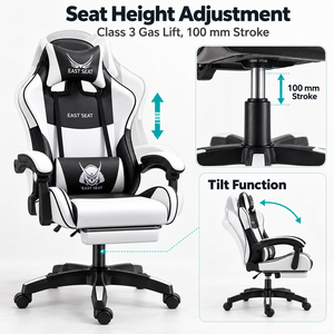 Sedia da Gaming Ergonomica in Pelle PU per Computer, Ufficio ed E-Sports con Poggiapiedi, Schienale Reclinabile e Braccioli Collegati - Product Image 5