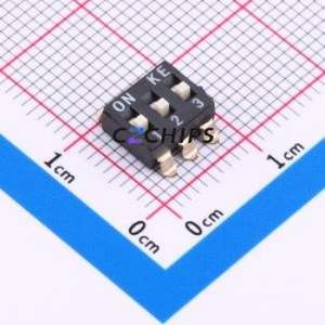 HX 2.54-3P TPGT DIP Switch SMD Switch Flat Toggle, Raised Type Single Pole Single Throw 3 Gull Wing Type - Product Image 1