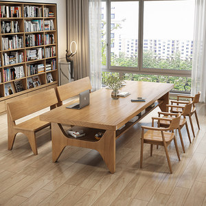 Scrivania Grande a Due Livelli in Legno Massello Stile Nordico e Banco da Lavoro per Calligrafia e Pittura per Stanze Studio e Aree di Lettura - Product Image 5