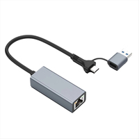 Adaptor USB C ke Ethernet USB 3.0 Gigabit 1000Mbps Aluminium RJ45 Kartu Jaringan LAN Bebas Driver untuk MacBook iPad Pro Switch