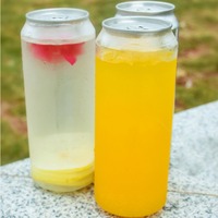 Bouteilles de boisson transparentes jetables en PET cylindriques avec couvercle à languette pour eau gazeuse et thé au lait