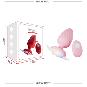 New Arrived Light Anal Butt Plug <b>Vibrators</b> <b>Remote</b> <b>Control</b> 12 Vibrations Silicone ABS Material Angel Wings Base Fantasy Sex Toys - Product Image 2