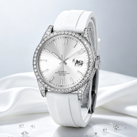 Montre Hip Hop Style Rapper Demi-Buste Entièrement Sertie de Moissanite VVS, Mouvement Miyota 8215, Acier Inoxydable 316L, Bracelet Caoutchouc, Étanchéité 5ATM