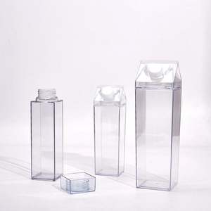 BPA Free <b>Plastic</b> 500ml/1000ml Clear Leak-Proof Dishwasher Safe Minimalist Party Use Square Design <b>Milk</b> Carton Water <b>Bottle</b> - Product Image 4