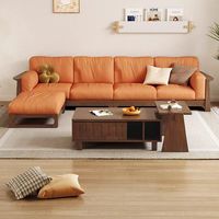 Ensemble de canapés rembourrés en pack économique avec ottoman convertible, tissu élastique et pieds en bois pour appartement