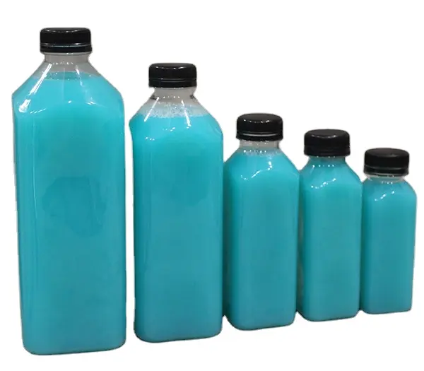 16 OZ para mascotas botellas de plástico transparente de botellas de jugo por un jugo empresa rectangular en forma con a prueba de manipulaciones tapa