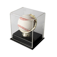 Étui de présentation pour ballon de baseball autographié en plastique, support de ballon de baseball en plastique autoportant argenté