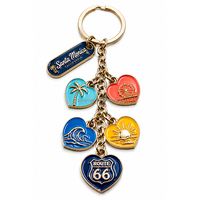 Porte-clés Cœur Coloré en Métal, Breloque Mini Sac Souvenir de Californie Santa Monica Personnalisée en Émail Chaud, Forme Cœur Amour