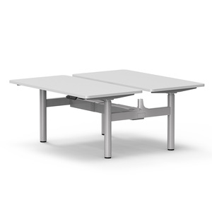 Height Adjustable Desk Frame Round Tube Metal Electric Standing Desk Base Double Seat Office <b>Workstation</b> Minimalist Design - Product Image 5