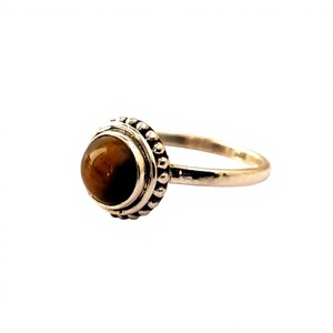 Anillos finos de Plata de Ley 925 al por mayor, conjunto de bisel de piedra de cabujón de ojo de tigre, joyas de piedras preciosas indias naturales para aniversarios - Product Image 1