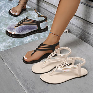 Sandalias de Plataforma Casuales para Mujer, Talla Grande, para Exteriores, Punta Redonda, Sin Cordones, Moda de Verano, <span class=keywords><strong>Sandalia</strong></span> <span class=keywords><strong>Plana</strong></span> - Product Image 3