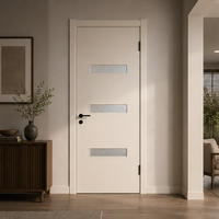 Porte en WPC haute durabilité avec verre décoratif intégré, résistante à l'humidité, sans gonflement, idéale pour la cuisine, la salle de bain, la buanderie et les espaces humides.