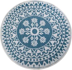 Tapis de plage rond Tropical Escape-Design de mandala bleu pour les vacances sur l'île et la piscine - Product Image 4