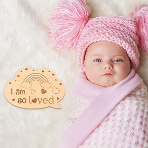 Disques en bois <span class=keywords><strong>double</strong></span> face gravés, accessoires de photographie pour nouveau-nés, cartes de jalons mensuels pour bébés, pour fête prénatale - Product Image 5