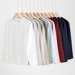 Camiseta de Manga Larga para Hombre, 230g, 100% Algodón, Blanca, Corte Holgado, Color Sólido, Anti-Pilling, Impresión Digital - Product Image 3