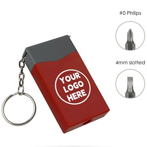 Flat Rectangular Mini <b>Screwdriver</b> Keychain <b>Set</b> with Micro Measuring Tape 3 in 1 Multi Function Pocket Tools for Giveaway Bulk - Product Image 2