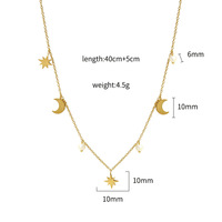 Collier pendentif étoile et lune double couche, design de niche pour femme, accessoire de mode pour usage quotidien, vente en gros