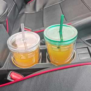 Custom LOGO 24oz Clear <b>Tumblers</b> <b>with</b> Lid and <b>Straw</b> Leak Proof and Double Wall Insulated Reusable Plastic <b>Cups</b> for Travel Parties - Product Image 4