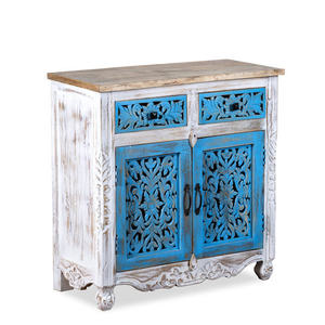 Premium Hand Carved Solid Wood <b>Sideboard</b> Cabinet Customized Color 2 Door 2 Drawer Storage for Dining Room Living Room Hotel - Product Image 1