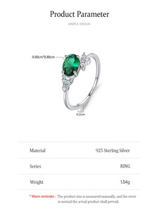 Elegante clásico Dove Egg Emerald Zircon 925 Sterling Silver Eternity Ring Mujeres Oval CZ Compromiso Anillo de bodas para fiestas - Product Image 4
