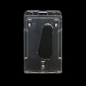 High Quality <b>Polycarbonate</b> Id Badge Hard <b>Plastic</b> Pc 2 Slots Crystal Clear Transparent Working Card Holder - Product Image 2