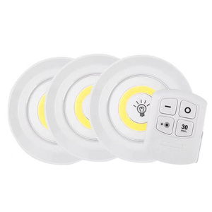 Battery Dimmable Under Cabinet COB <strong>LED</strong> Puck Closets Remote 3 in 1 Round COB Indoor Mini Remote Control <strong>Sticky</strong> Wall <strong>Light</strong> - Product Image 4