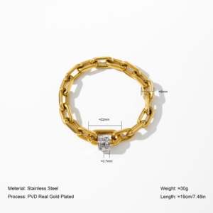 YF5136 Nouveau Design Parure de Bijoux en Acier Inoxydable Étanche Plaqué Or 18 Carats, Bracelet et Collier Épais à Fermoir Ressort - Product Image 2