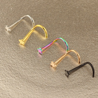 Acier inoxydable étoile Piercing vis narine boucle d'oreille Piercings S forme nez os goujons corps Piercing bijoux