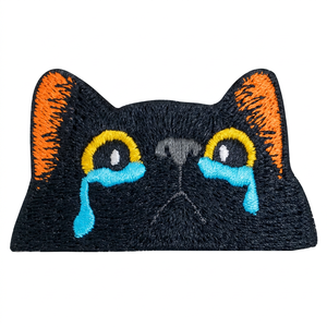 Custom Large Black Cat Face Chenille Embroidered Patch <b>Iron</b> on Cute Animal Applique Badge for Clothing Bags Hats DIY Crafts - Product Image 4