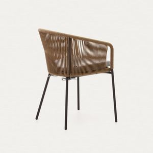 Elegant Beige Rope <b>Chair</b> Handcrafted Rope Seat with Galvanized Iron Frame Strong Durable Seating Furniture for Home <b>Dining</b> Room - Product Image 3