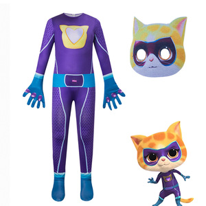 MANGGUO SuperKitties Purple Bodysuit Halloween Cat <b>Costume</b> Kids Zentai - Product Image 1