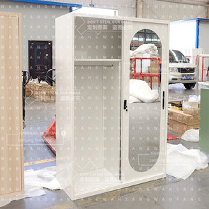 <span class=keywords><strong>Barato</strong></span> Knock Down Muebles de dormitorio Impresión Deslizante 2 Puertas Metal <span class=keywords><strong>Armario</strong></span> Almirah Acero Armarios <span class=keywords><strong>con</strong></span> cerradura - Product Image 4
