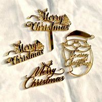 Goldener Spiegel Frohe Weihnachten Cupcake Topper Acryl Weihnachtsbaum DIY Kuchen Dekorationen Neujahrsgeschenk