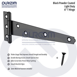 Charnière en T légère de 6 pouces en acier de 1,8 mm pour petits portails en <span class=keywords><strong>bois</strong></span>, portes pour animaux de compagnie, poulaillers, armoires - Product Image 2