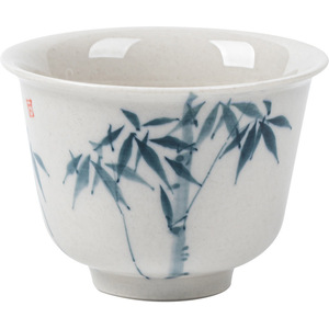 Taza de té de cerámica de bambú azul pintada a mano, taza redonda de porcelana para degustación de té, para uso doméstico, té de la tarde, nuevo estilo chino - Product Image 5
