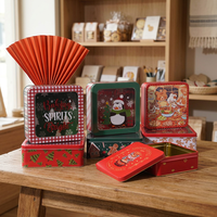 Boîte cadeau personnalisée en fer blanc pour Noël, emballage métallique imprimé, boîte en fer pour aliments, bonbons, biscuits
