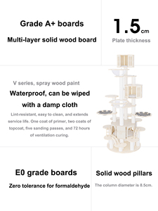Arbre à chat avec structure en bois véritable, grande maison <span class=keywords><strong>pour</strong></span> chats de grande taille, structure d'escalade multi-niveaux <span class=keywords><strong>pour</strong></span> chats - Product Image 4