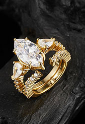 Exquisite Marquise Cut 925 <b>Sterling</b> <b>Silver</b> Moissanite <b>Ring</b> <b>Set</b> Luxury Stackable Bridal Engagement Wedding Jewelry For Ladies - Product Image 6