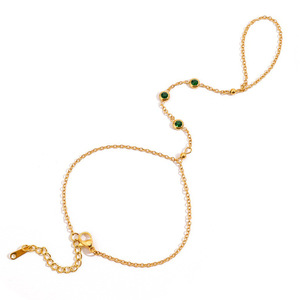 Pulsera de Cadena Fina, Chapada en Oro de 18K, Acero Inoxidable, con Zirconia Verde en Engaste de Bisel, Joyería Unisex para Uso Diario - Product Image 1