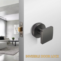 Serrure de poignée de porte invisible en alliage de zinc à face unique de luxe Serrure de porte de sécurité cachée pour chambre silencieuse intérieure