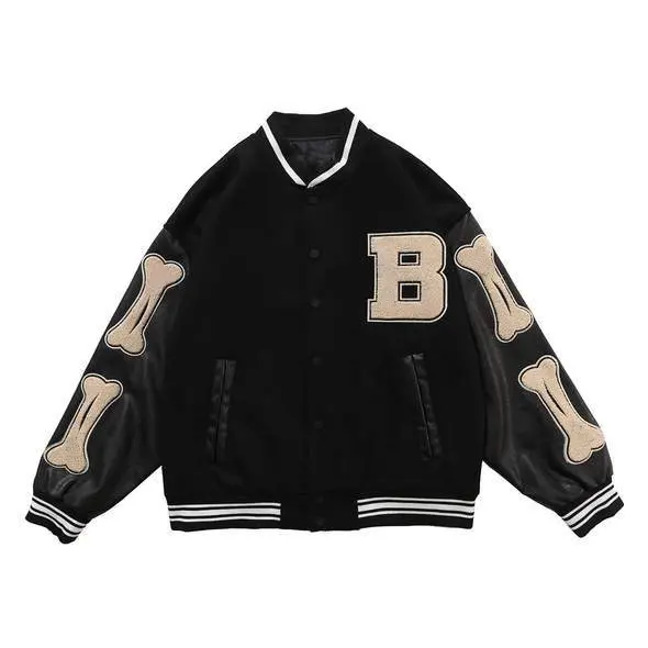 Jacket Satin Lined Embroidery Letterman Custom Wholesale Casual Patchwork Leather Bomber Men Jackets