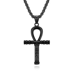 Collier croix en acier titane Anka, style rétro, motif Œil d'Horus égyptien ancien, best-seller transfrontalier, un bijou de niche et unique - Product Image 5