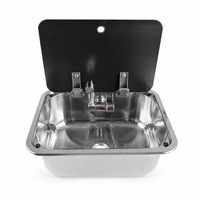 Évier pliable RV Yacht à cuve unique pour camping-car, bateau, cuisine, compact, en acier inoxydable chromé avec robinet chaud/froid et couvercle