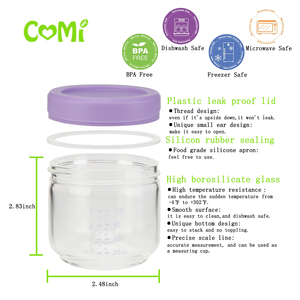 COMI Tái Sử Dụng 4OZ Glass Baby Chai Lưu Trữ Container Với Thực Phẩm Cấp Nhựa Nắp Đậy, Bộ 12, Lò Vi Sóng/Máy Rửa Chén Thân Thiện - Product Image 3