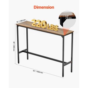 Wood <b>Bar</b> <b>Table</b> Height Pub Cocktail Coffee Counter 55x15 Inch Model D0100X3GM38 Commercial Kitchen Dining - Product Image 3