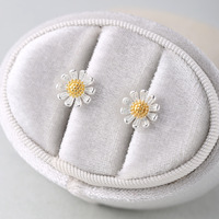 925 Sterling Silber zierliche Gänseblümchen Blumen form Ohr stecker Ohrringe Modeschmuck für Frauen Mädchen