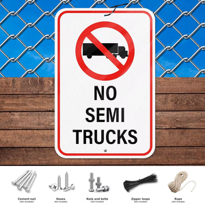 Panneau <span class=keywords><strong>de</strong></span> signalisation routière anti-poussière en aluminium réfléchissant à bordure rouge, pré-percé, pour <span class=keywords><strong>interdiction</strong></span> <span class=keywords><strong>de</strong></span> camions lourds en zone résidentielle - Product Image 4
