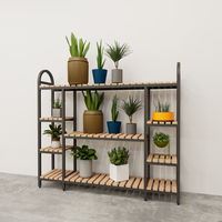 Étagère à fleurs mobile avec roulettes, étagères en forme d'échelle, type sol, multi-niveaux, pour salon, balcon, extérieur