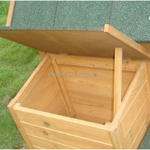 SDD0405 Large Solid Wood <strong>Dog</strong> Kennel With Waterproof Asphalt Roof Print Pattern Feeder &amp; Pet Furniture For Indoor/Outdoor Use - Product Image 4